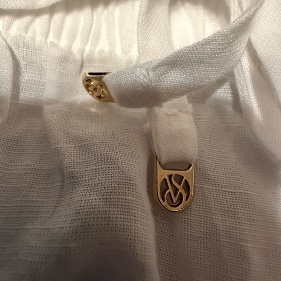 Victoria’s Secret White Linen Blend Drawstring Shorts NWT Size L - Picture 5 of 11